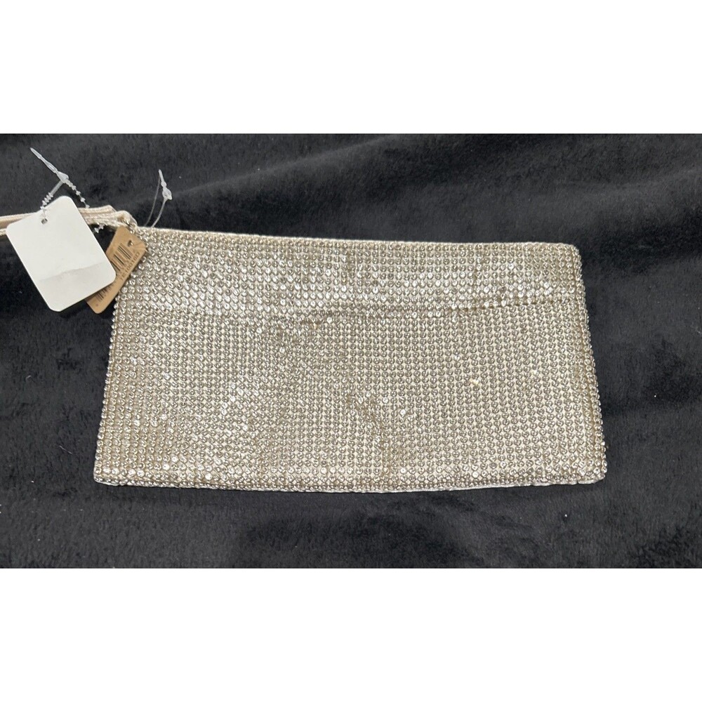 Nwt Marbella And Ashford Champagne Gold Wristlet clutch Purse Sparkly Jeweled - Picture 3 of 8
